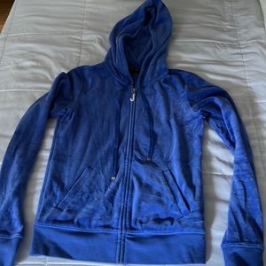 Juicy Couture Blue Velour Zip Up Hoodie S